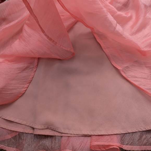 Buddy Love Coral Sheer Baby Doll Flirty Puff Sleeve Mini Fairycore Dress Size S - Picture 6 of 9